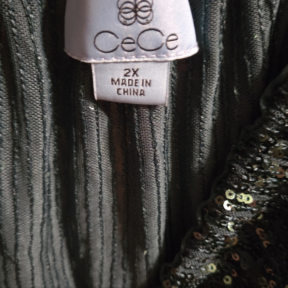 CeCe Sequined Off The Shoulder Peasant Blouse - Sparkle SIZE 2X - Picture 3 of 3